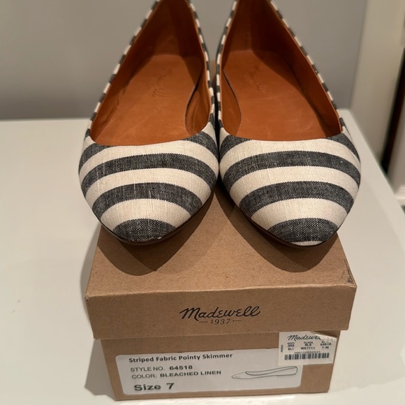 COPY - Madewell striped Fabric Pointy skimmer in bleached linen Size 7 woman’s - Picture 1 of 6